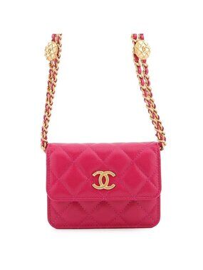 Chanel Chain Shoulder Bag Mini CC Logo Caviar Leather